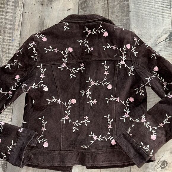 IN SUEDE Leather/Embroidery Jacket- size Small‎ - Picture 6 of 12